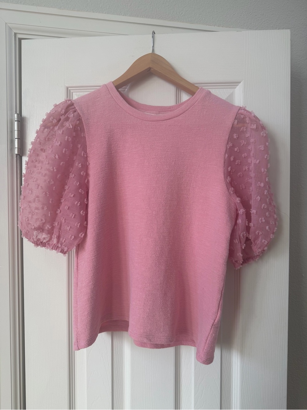 Anthropologie Maeve polka dot puff sleeve top